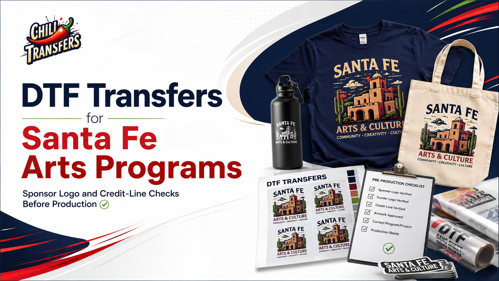 DTF Transfers for Santa Fe Arts Programs: Sponsor Logo and Credit-Line Checks Before Production