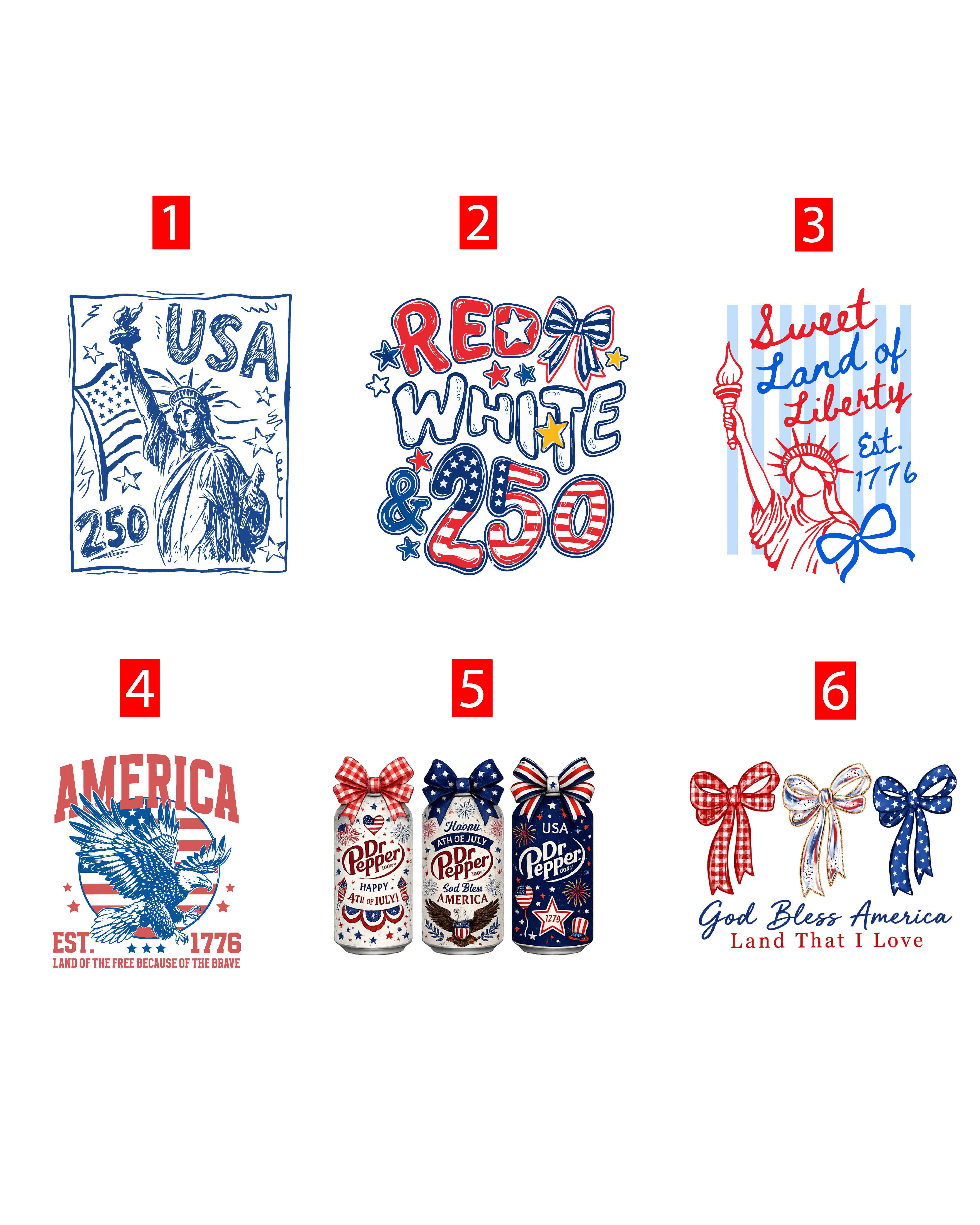 Fourth of July DTF Transfers (Ready to Press)