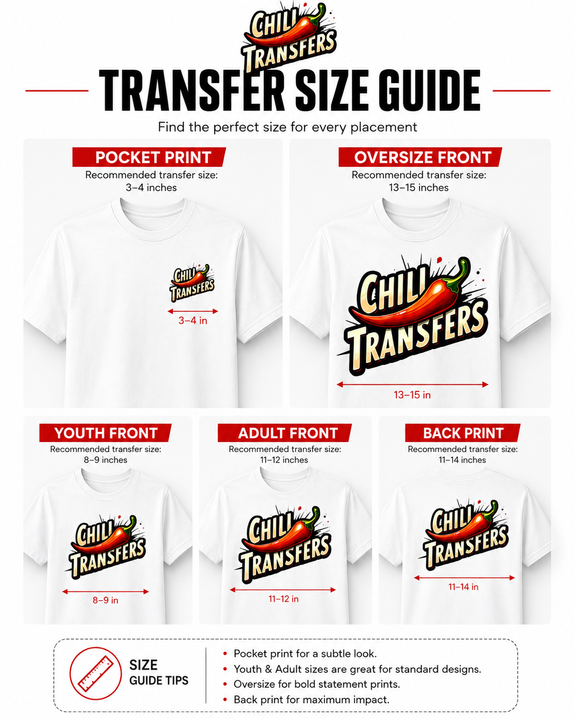 DTF Transfers By Size