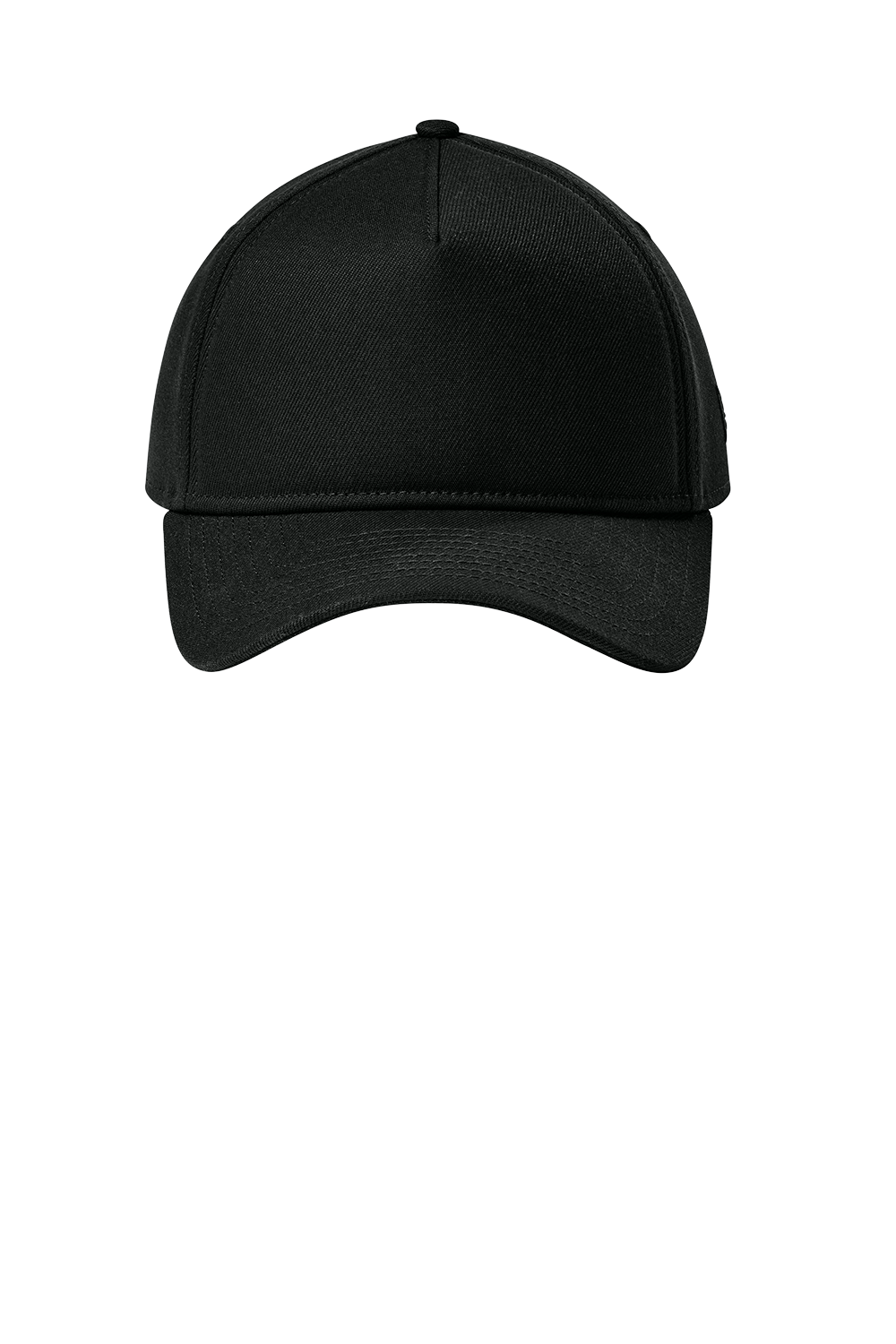 plain black baseball cap front view, ideal for custom DTF transfers or apparel printing