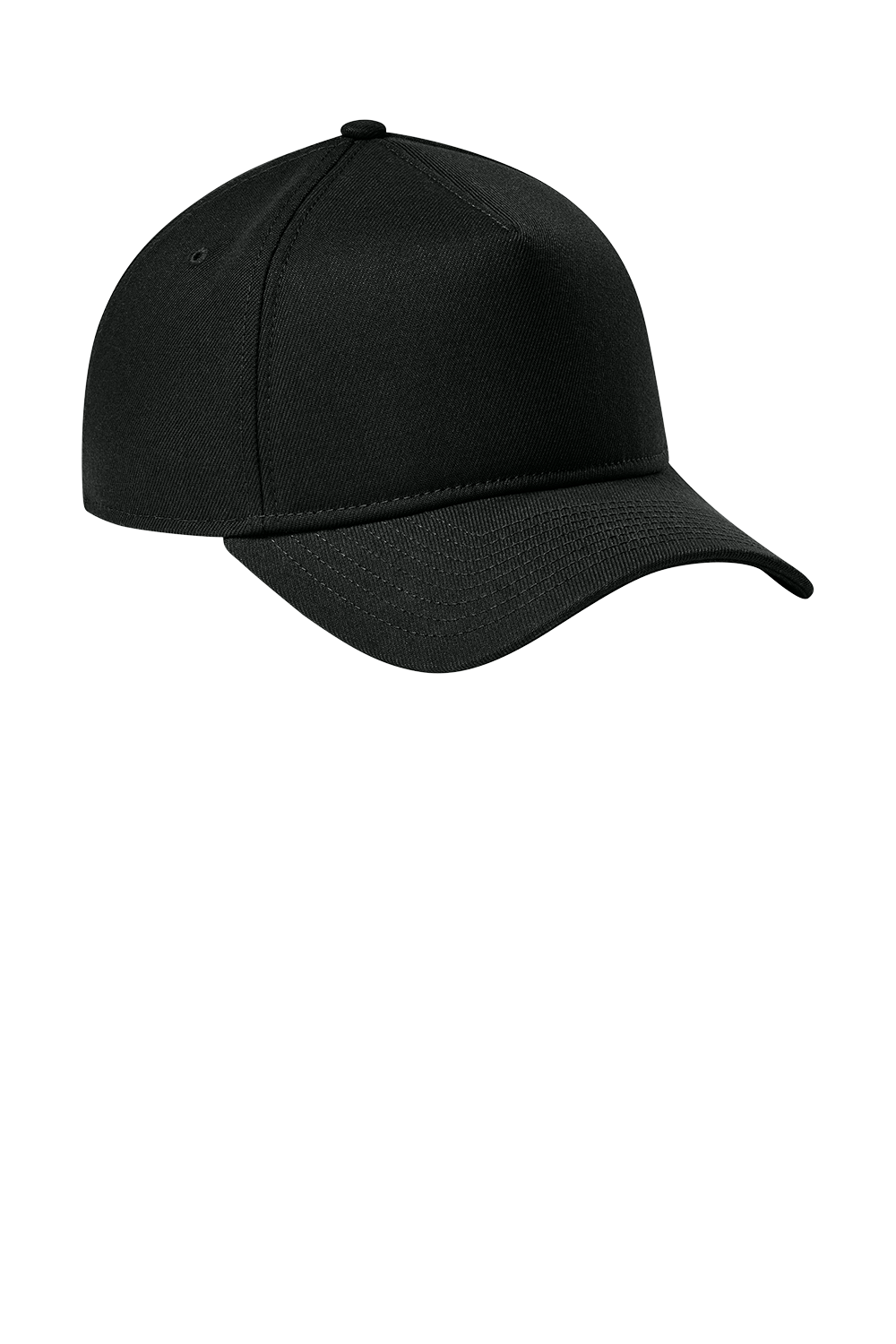 Plain black baseball cap with curved brim, blank for custom DTF transfers or printing