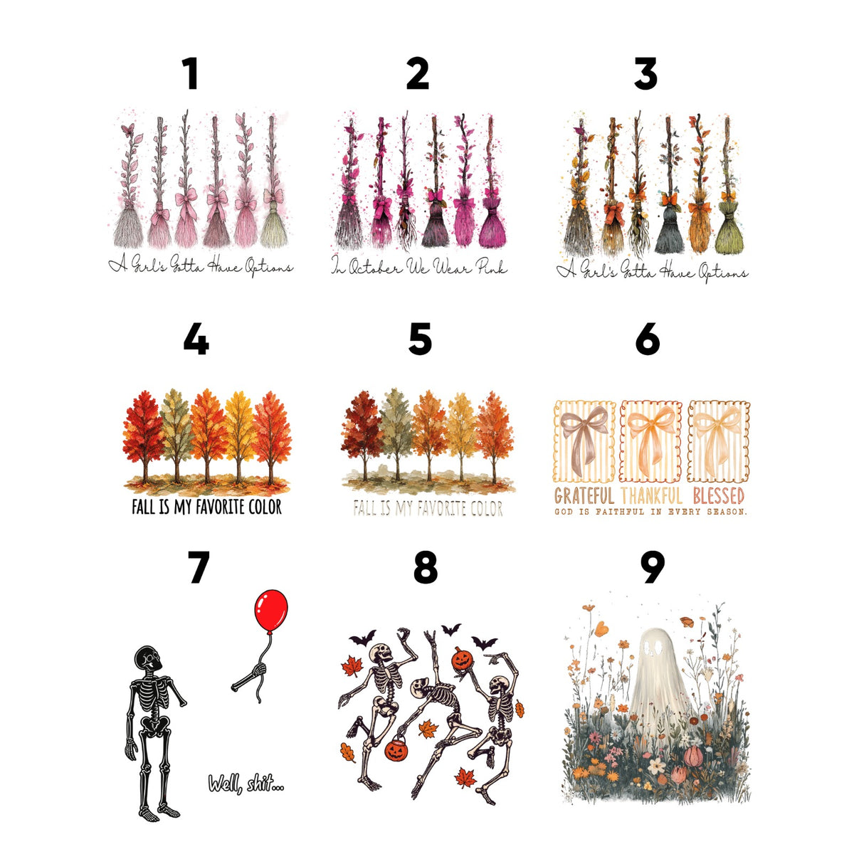 Halloween/Fall DTF Transfers (Ready to Press)