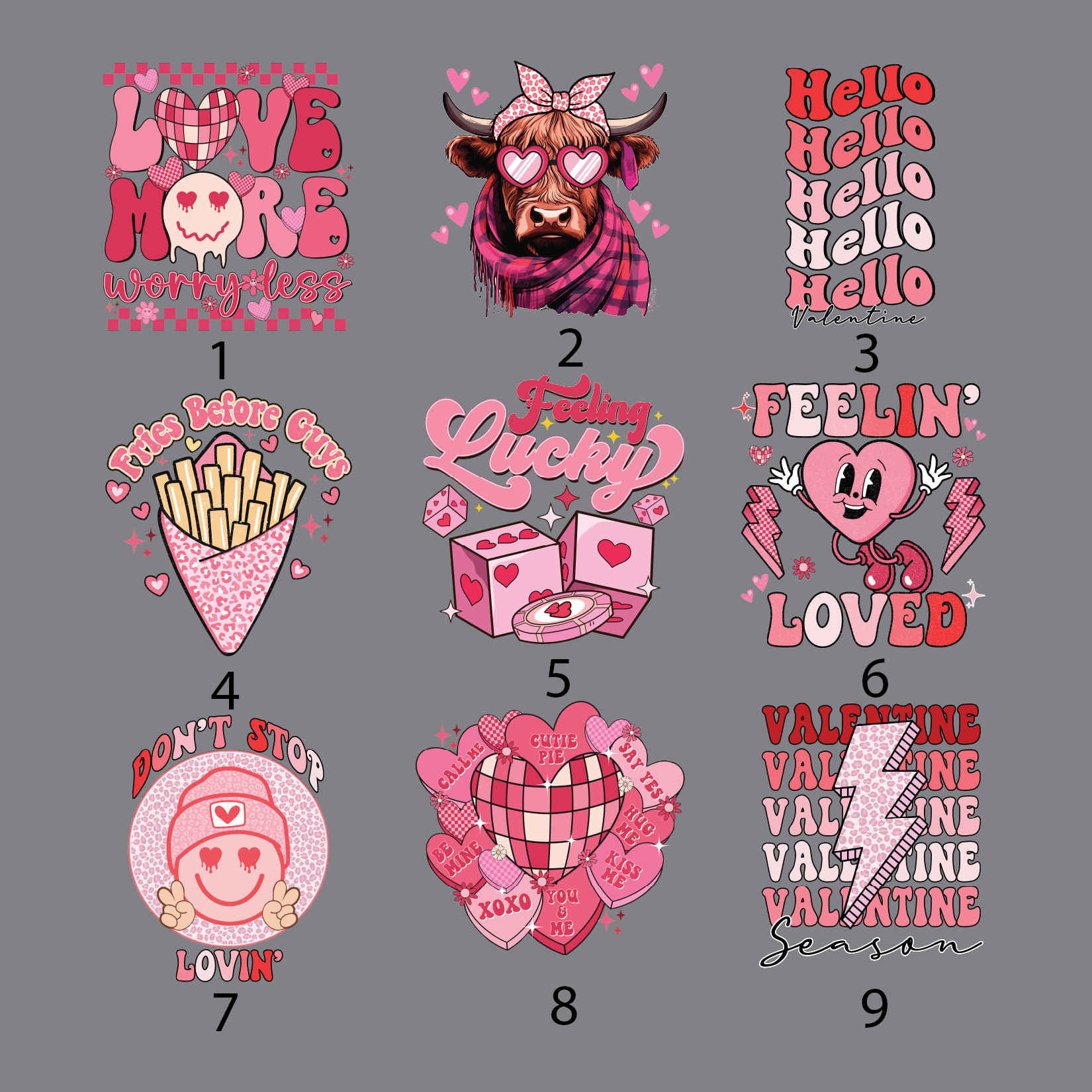 Valentine's Day DTF Transfers (Ready to Press)