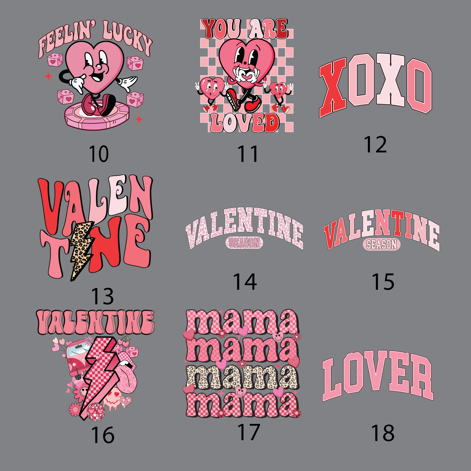 Valentine's Day DTF Transfers (Ready to Press)