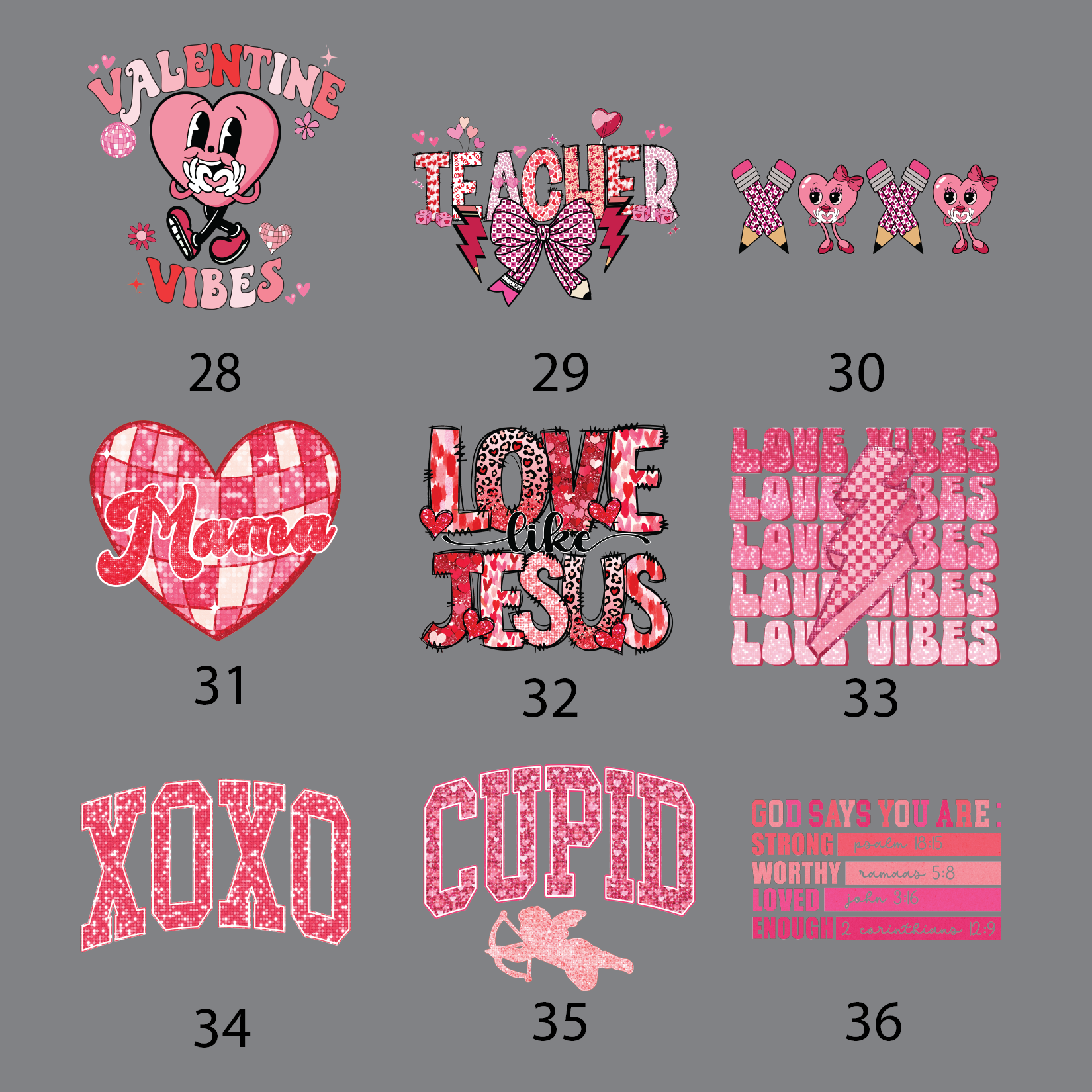 Valentine's Day DTF Transfers (Ready to Press)